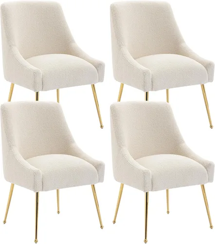 Miniatura 15 de Juego de 2 sillas de comedor de terciopelo, modernas sillas tapizadas de mediados de siglo con patas de metal dorado y asa de anillo, cómodas sillas