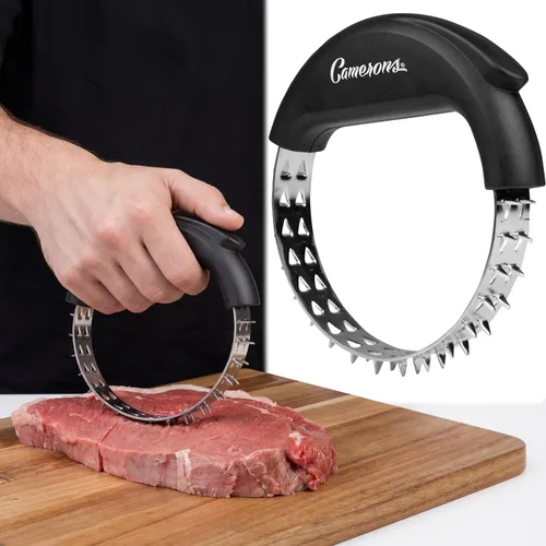 Camerons Herramienta de barbacoa para ablandador de carne, cuchillas afiladas de acero inoxidable que rompen tendones duros en carne de res, aves,