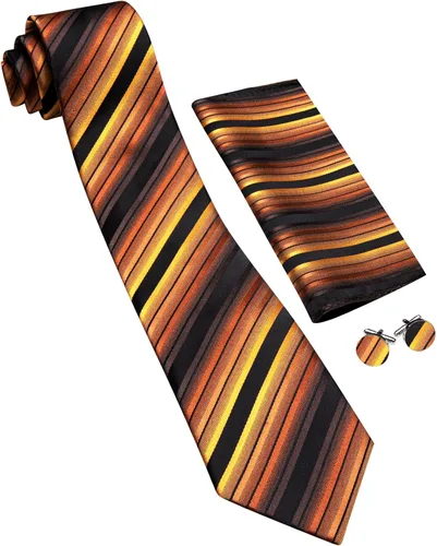 Miniatura 130 de Barry.Wang Juego de corbatas para hombre, corbata de seda a rayas, tejido a cuadros, gemelos formales, negocios, boda
