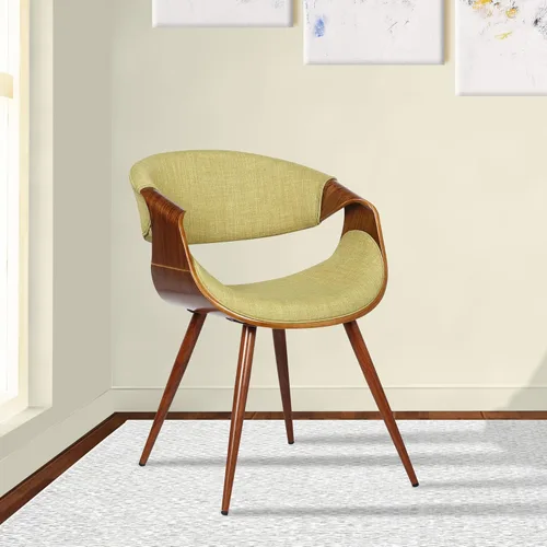 Miniatura 2 de Armen Living Silla de comedor de mediados de siglo estilo mariposa con acabado en nogal y tela verde Tela verde/nogal