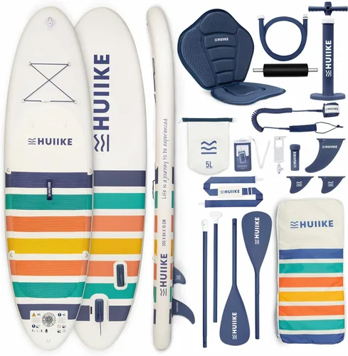HUIIKE Tabla de Paddle Inflable para Adultos con Accesorios Incluidos, Remo, Aletas, Bomba. Tabla de Stand Up Paddle de Gran Estabilidad y