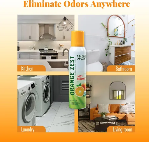 Miniatura 5 de Citrus Magic Ambientador en aerosol orgánico natural que elimina olores, ralladura de naranja, 3 onzas, paquete de 3