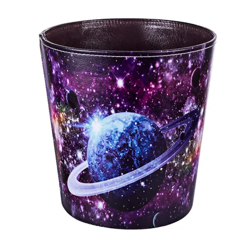 Miniatura 10 de Cubo de basura de piel sintética de 10 litros/2.64 galones, decorativo, impermeable, papelera para el hogar, oficina, baño, jardinería, 2 Flower-1