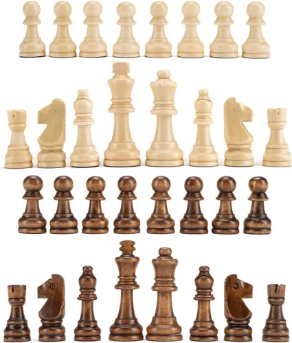 Miniatura 4 de AMEROUS Piezas de ajedrez de madera solamente, piezas de ajedrez de madera estilo Staunton con rey de 3.15 pulgadas, bolsa de almacenamiento, caja
