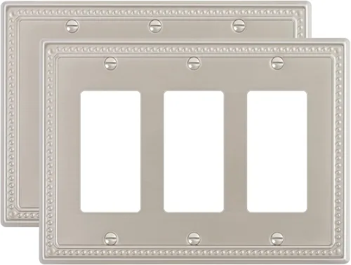 Miniatura 124 de Paquete de 4 placas de cubierta para interruptor de luz de palanca individual, cubiertas decorativas de perlas, placa de pared de metal almendra