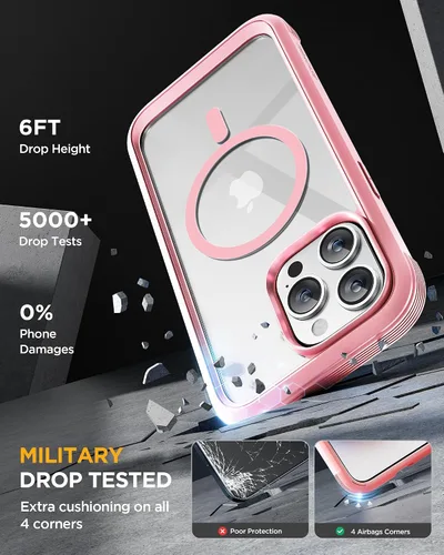 Miniatura 3 de Miracase Funda magnética para iPhone 15 Pro Max de 6.7 pulgadas [compatible con Magsafe] funda militar de cuerpo completo a prueba de caídas
