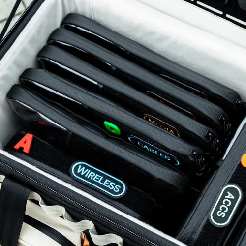 Miniatura 4 de OPENMOON Bolsa translúcida para accesorios para electrónica y cámara: organizador de cables, bolsa de accesorios de engranaje, artículos esenciales