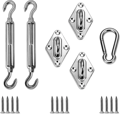 Miniatura 6 de Kit de accesorios para toldo, cable de tensión de acero de 24 pies (6 x 4) con kit de cabrestante, kit de instalación de parasoles para toldos plata