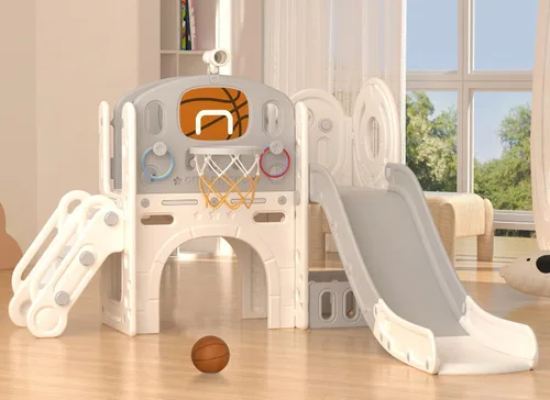 YUFU Conjunto de Tobogán 9 en 1 para Niños Pequeños, Tobogán para Niños de 1-3 Años, Conjunto de Juegos para Niños Pequeños con Aro de Baloncesto y