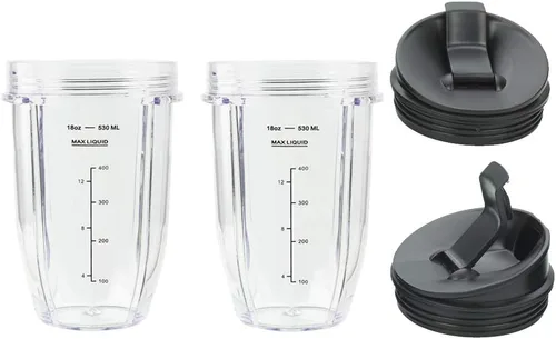 Miniatura 8 de Vasos de licuadora aptos para Ninja, piezas de repuesto de vasos de 18 onzas con tapas para sorber y sellado, accesorios de licuadora compatibles