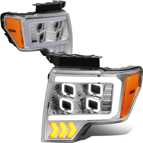 Miniatura 8 de DNA Motoring HL-OH-F1509-BK-CL1 - Faros delanteros con carcasa negra y lente transparente compatibles con Ford F150 09-14
