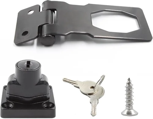 Miniatura 2 de Cerradura de cerrojo con llave, 2.5 pulgadas, cerrojo de aleación de zinc de 2.5 pulgadas, perilla giratoria negra, cerrojo de bloqueo con llave