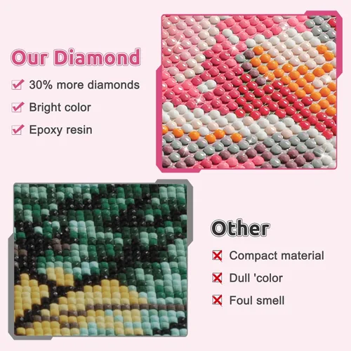Miniatura 4 de EOBROMD Kit de pintura artística de diamantes de flores, pinturas de diamantes de perforación completa para adultos principiantes, pintura