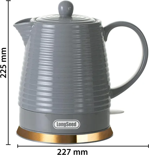 Miniatura 2 de Hervidor eléctrico de cerámica, 1.2L/1000W, apagado automático, sin BPA, diseño antiquemaduras, rotación de 360 grados, hervidor de té eléctrico