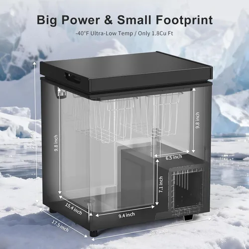 Miniatura 4 de ADT Congeladores de puerta superior independientes de 6.8℉ a -4℉ (negro, 1.8 pies cúbicos)