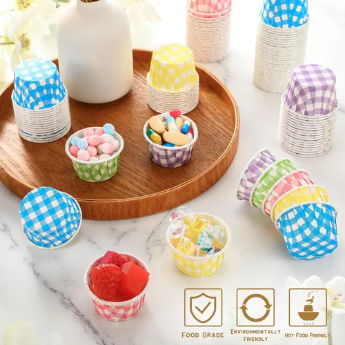 Miniatura 3 de Nuogo 500 vasos desechables de 1.5 onzas para soufflé, mini vasos de papel para muestra de condimentos pequeños para salsa de tomate, sacramento
