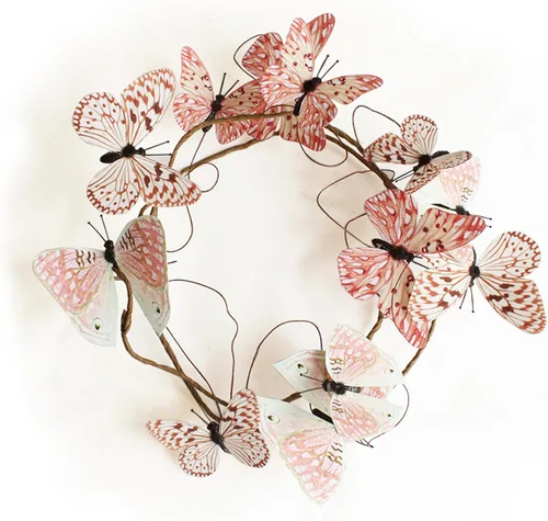 Miniatura 29 de Guirnalda de mariposa artificial, enredaderas decorativas de mariposa falsas, decoración colgante de mariposa única en 3D para pared del hogar, Azul