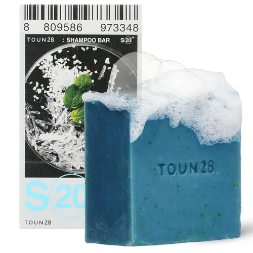 TOUN28 Barra de champú refrescante vegana orgánica natural anticaspa con centella asiática, sal marina y mentol para cuero cabelludo graso y cabello