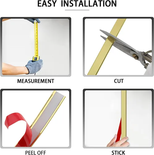 Miniatura 4 de QDYMXUN Moldura de PVC para despegar y pegar, tira de decoración de pared flexible para marco de espejo, gabinete, bordes, bordes y azulejos