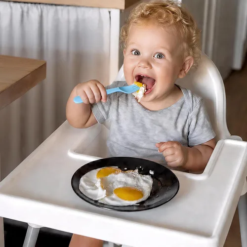 Miniatura 5 de Juego de utensilios de 12 piezas para niños pequeños, cucharas y tenedores de plástico para niños, cubiertos seguros para niños, aptos
