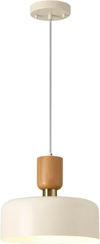 Miniatura 10 de TeHenoo Lámpara colgante moderna, 12 pulgadas, con acento de madera natural y latón, lámpara colgante simple ajustable para isla de cocina, comedor