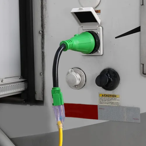 Miniatura 2 de RVGUARD - Cable adaptador de 12” de 50 A a 110 V para caravana con conector de bloqueo, adaptador de corriente eléctrica de NEMA 5-15P a NEMA