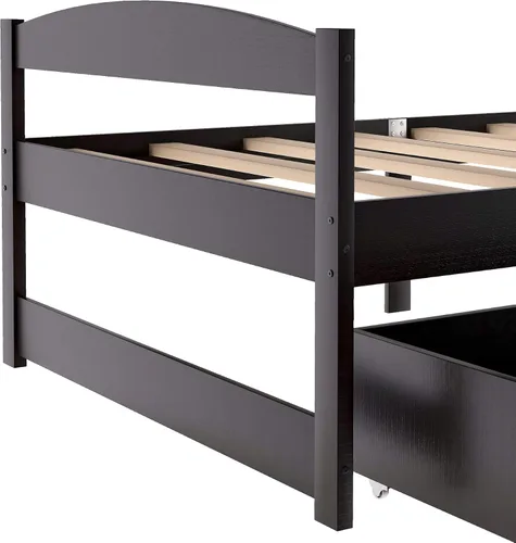 Miniatura 7 de Merax Cama de plataforma de tamaño individual con dos cajones, no necesita somier, espresso