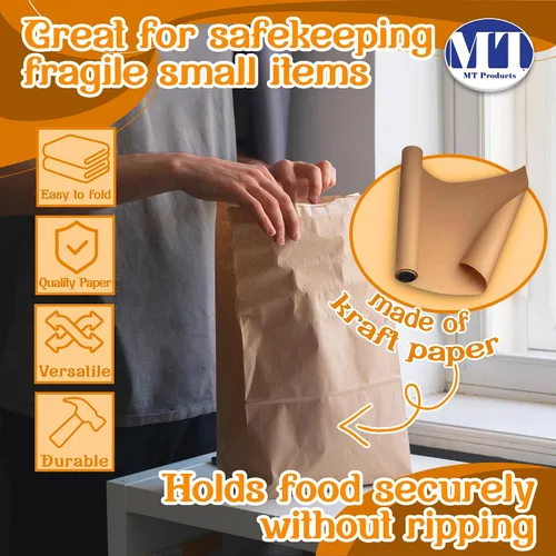 Miniatura 4 de MT Products Bolsas de papel kraft de 8 libras. Bolsas de almuerzo de papel desechables perfectas para ir de compras - Paquete de 100