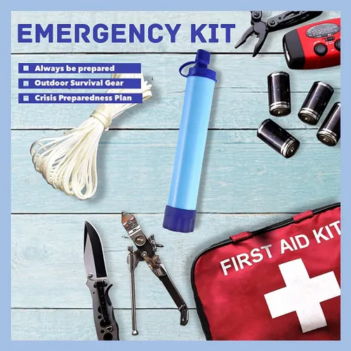 Miniatura 7 de Pajita Filtro de Agua Personal para Exteriores Filtración Portátil Equipo de Supervivencia de Emergencia Soluciones de Agua Equipo Táctico