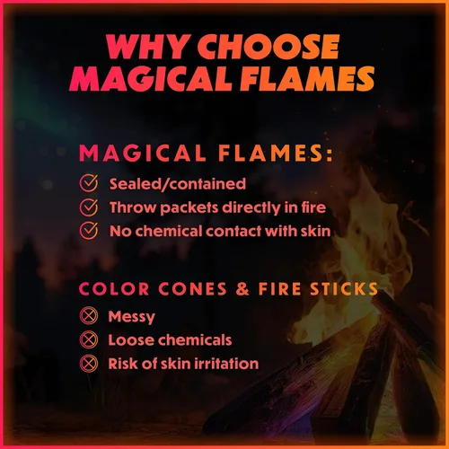 Miniatura 9 de Magical Flames Paquetes de colores de fuego (paquete de 12), fuego multicolor vibrante para hogueras, fogatas, hogueras y chimeneas, artículos