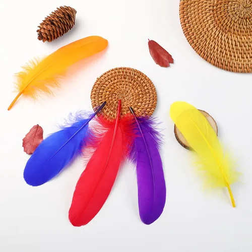Miniatura 2 de Plumas de ganso de colores de Ballinger para manualidades - 120 piezas de 15-20 cm de plumas de colores para manualidades DIY, alas de ángel