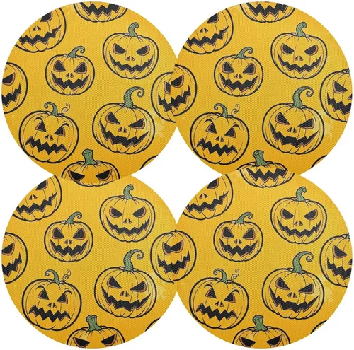 Miniatura 2 de Spooky Pumpkin Orange Placemat, Non Slip Dining Table Heat for Kitchen one sizex4