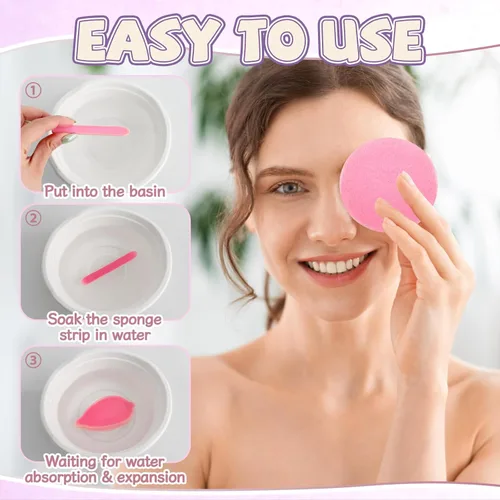 Miniatura 4 de 120 Pcs Facial Sponge Compressed,Makeup Removal Facial Sponge,Natural Cosmetic Spa Sponge for Facial Cleaning,Exfoliating,Mask(Pink)