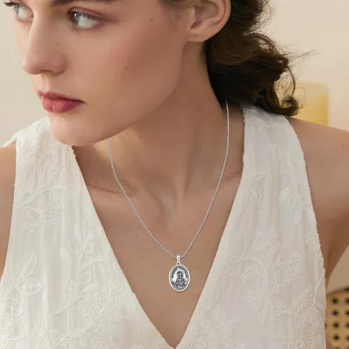Miniatura 92 de Collar de plata de ley 925 con medalla de San Patrón, colgante de protección católica, amuleto, joyería religiosa para hombres y mujeres