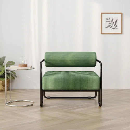 Miniatura 4 de Yogald - Silla decorativa moderna, con marco de metal, cómoda y suave silla de lectura tapizada, para sala de estar, dormitorio, oficina en casa