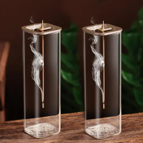 Insence-Stick Soporte [anti-cenizas], moderno soporte para quemador de incienso con colector de cenizas de vidrio extraíble, para decoración del