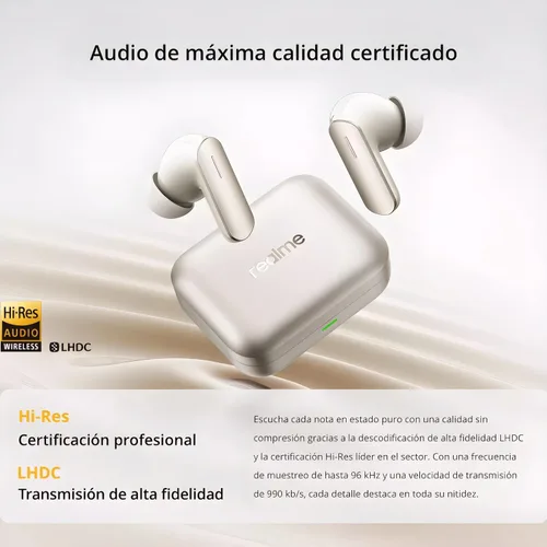 Miniatura 6 de realme Air 7 - Audífonos inalámbricos verdaderos, reducción de ruido activa de 52 dB, sonido de alta resolución, LHDC, controlador de graves Púrpura