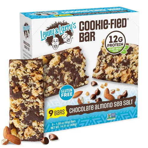 Lenny & Larry's - La barrita proteica completa a base de galletas, vegana y no transgénica, chocolate y sal marina de almendra, 45 g, 9 unidades