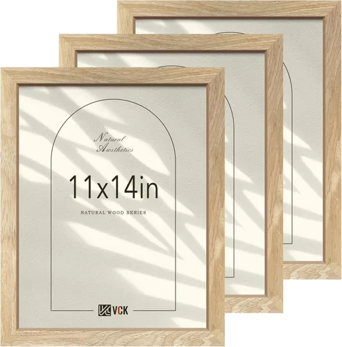Miniatura 11 de VCK Juego de 3 portarretratos de madera negra de 8 x 10 pulgadas con exclusiva veta de madera, marco para el hogar, estudio y galería, mesa o colgar