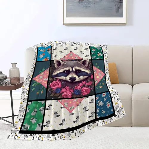 Miniatura 3 de Manta de mapache lindo, manta de mapache ultra suave y acogedora manta de forro polar para regalo, manta de felpa mullida para niños, adolescentes