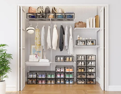 Miniatura 2 de HOMIDEC Almacenamiento de zapatos, paquete de 12 organizadores de zapatos para armario, cajas de zapatos apilables de plástico transparente