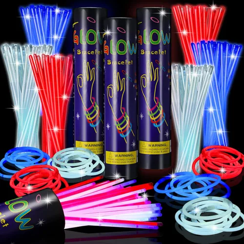 Miniatura 8 de Hanaive - 300 varillas luminosas a granel de 8 pulgadas que brillan en la oscuridad, regalos de fiesta de neón y collar con conectores