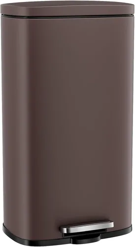 Arlopu Cubo de basura de 8 galones, de acero inoxidable, cubo de basura de cierre suave con cubo interior de plástico extraíble, a prueba de huellas