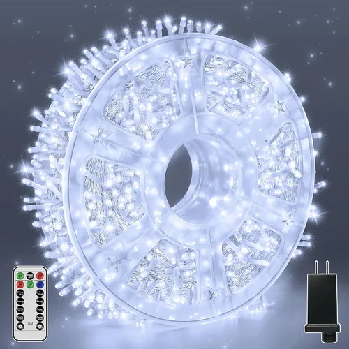 Guhope - Luces de Navidad 600LED 98 pies, luces de cadena impermeables para exteriores con control remoto y temporizador, 8 modos de luces de hadas