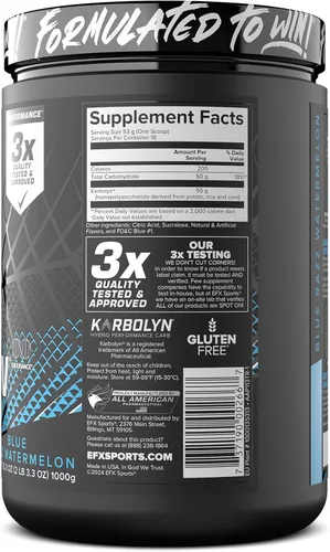 Miniatura 9 de EFX Sports Karbolyn Fuel Polvo de carbohidratos de absorción rápida Carga de carbohidratos, energía sostenida, recuperación rápida Sin