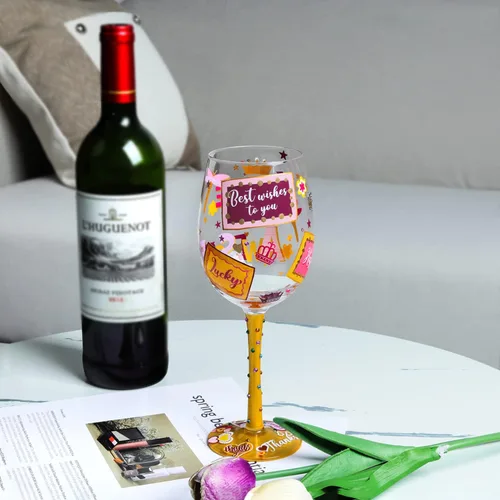 Miniatura 5 de NymphFable You are Awesome Regalos para mujeres, regalo de agradecimiento, copas de vino pintadas a mano, copas de vino decorativas, regalo