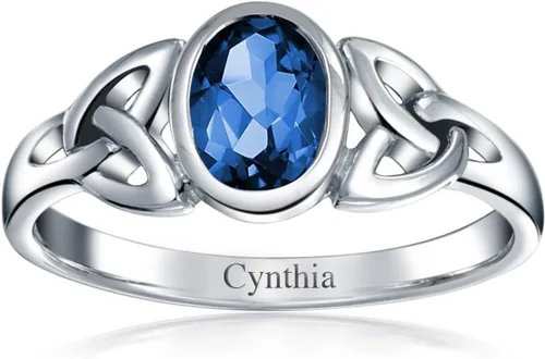 Miniatura 3 de Bling Jewelry Genuine Gemstone CZ BFF Sorority Sister Promise Friendship Celtic Triquetra Infinity Love Knot Ring For Women Teen.925 Sterling Silver