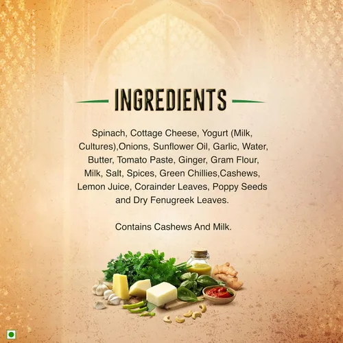 Miniatura 9 de Kitchens Of India Ready To Eat Palak Paneer, espinacas y queso cottage, cajas de 10 onzas (paquete de 6)