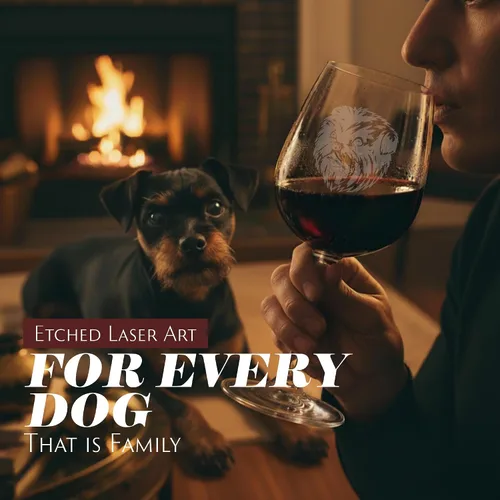 Miniatura 7 de Copa de vino de 12.75 onzas con diseño de perro grabado , A