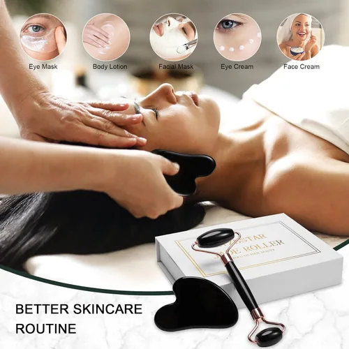 Miniatura 6 de Rodillo de jade para cara, masajeador facial para el cuidado de la piel, herramientas faciales Gua Sha para cara, cuello, ojos, reduce la hinchazón